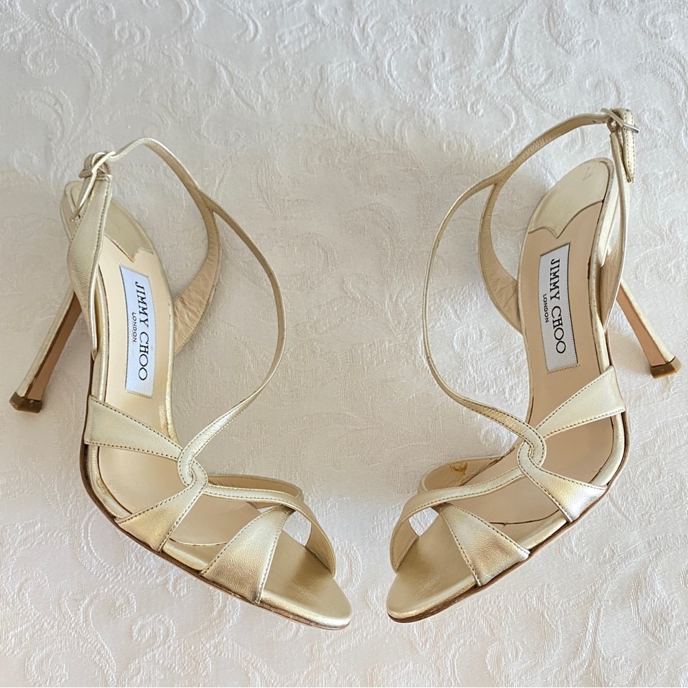 Jimmy choo gold criss cross scrappy sandals